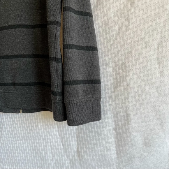 INC International Concepts Full Zip Gray With Black Stripes Sweater Size Large - Picture 6 of 11